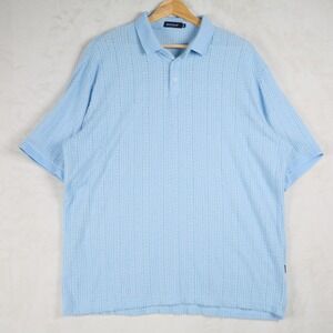 Barabas Mens 2XL Light Blue Textured‎ Chevron Feather Short Sleeve Polo Shirt